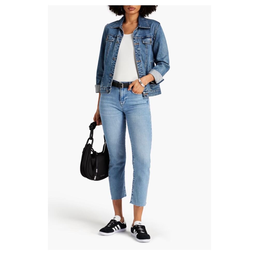 FRAME Le High Straight Cropped Mid-Rise Straight-Leg Mom Jeans Size 23 US O - Picture 3 of 4